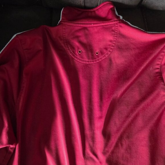 Adidas Womens Size L Full Zip 3 Stripes Wine Red White Track Jacket - Picture 3 of 4